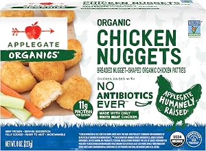 Applegate Organics Chicken Nuggets, 8oz (Frozen) | 11g Protein Per Serving, Made with Organic White Meat Chicken, Perfect for