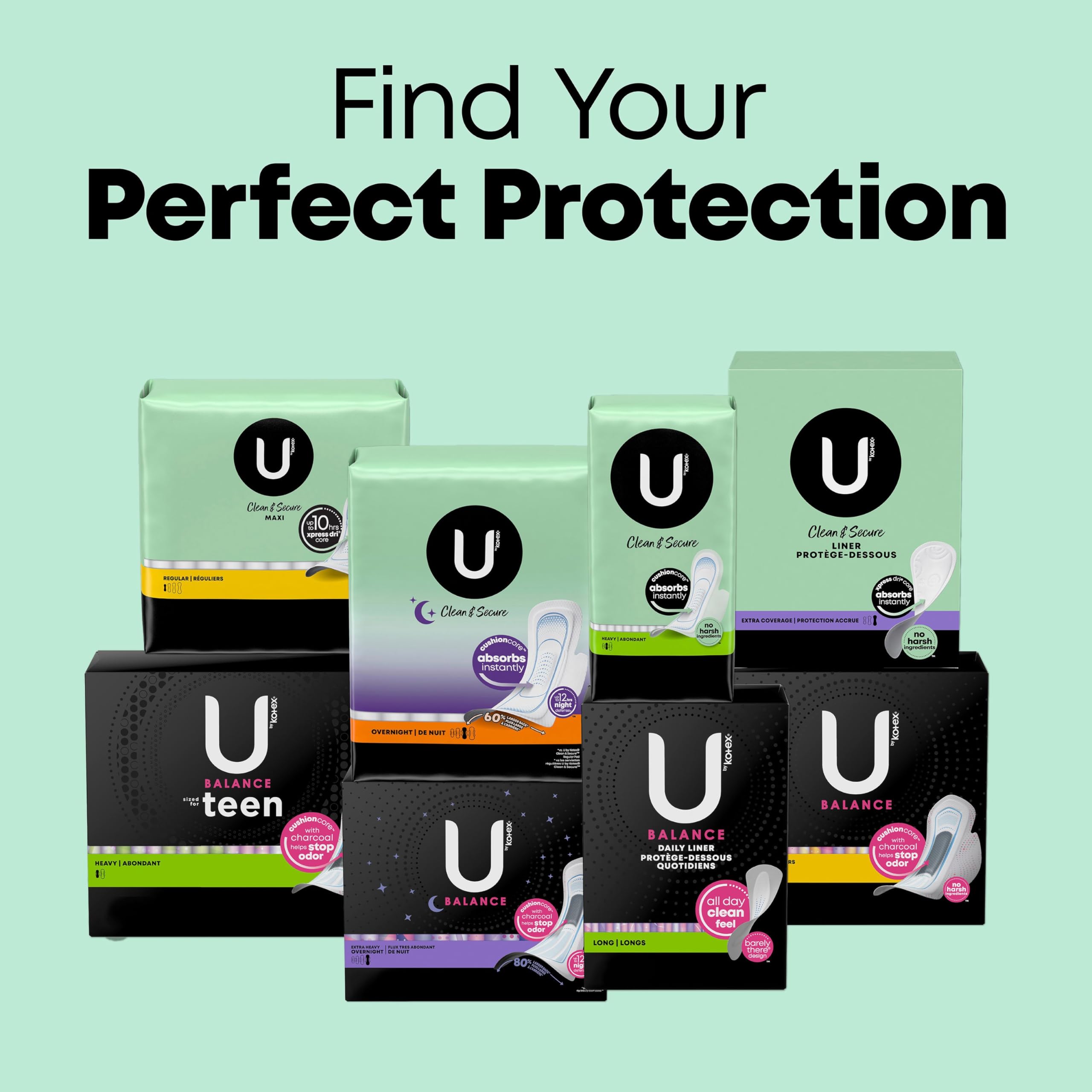 U by Kotex Ultra Thin Pads, Clean & Secure, Heavy Absorbency, 56 Count (Packaging May Vary)