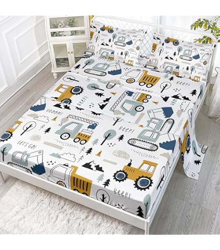 thumbnail image 2 of Linenplus Comfort Blanket For Children Construction Tractors Blue Red Green Yellow Grey White 2 of 11