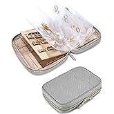 BAGSMART Jewelry Travel Organizer Case for Home Jewelry Organizer Storage Ring Binder Clear Bags Zipper Rolls Pouch for Necklaces, Earrings, Rings, Bracelets, Grey