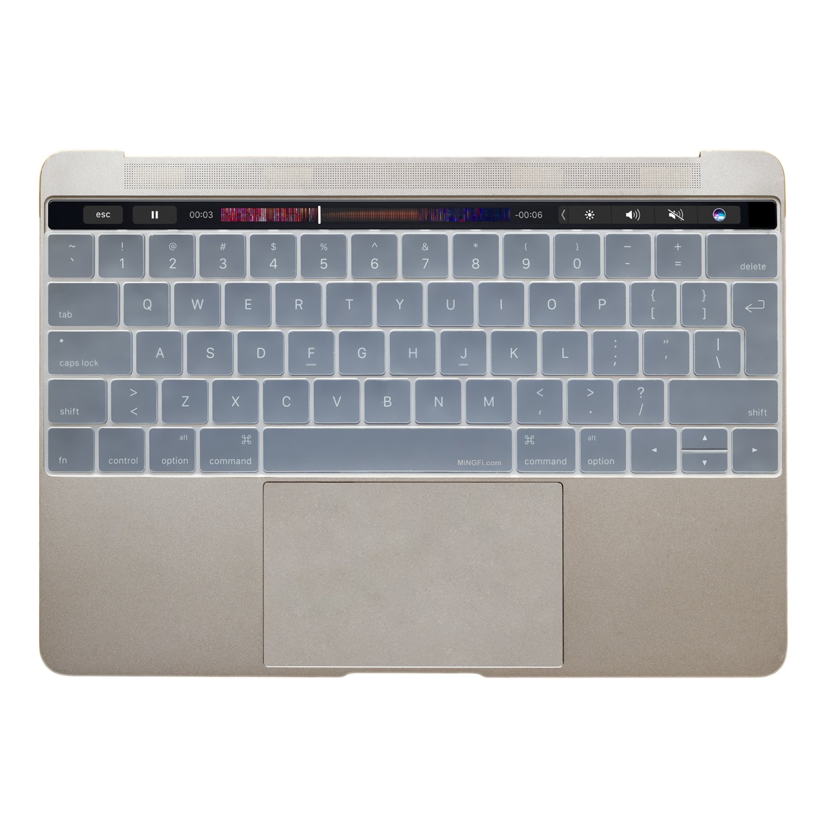 MiNGFi Silicone Keyboard Cover for MacBook Pro 13" A1706/A1989/A2159 (2016–2020), Pro 15" A1707/A1990 (2016–2019) EU/ISO Layout - Transparent