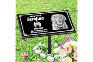 Personalized Pet Memorial Stones, Memorial Plaque for Pets, Dog, Cat, Black Granite Memorial Garden Stone Engraved with Photo