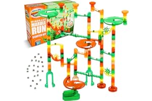 Marble Genius Marble Run Starter Set STEM Toy for Kids Ages 4-12 - 130 Complete Pieces (80 Translucent Marbulous Pieces and 50 Glass Marbles), Construction Building Block Toys, Theme (Dinosaur)
