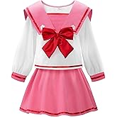 ReliBeauty Japanese School Girl Uniform Sailor Dress,Pink