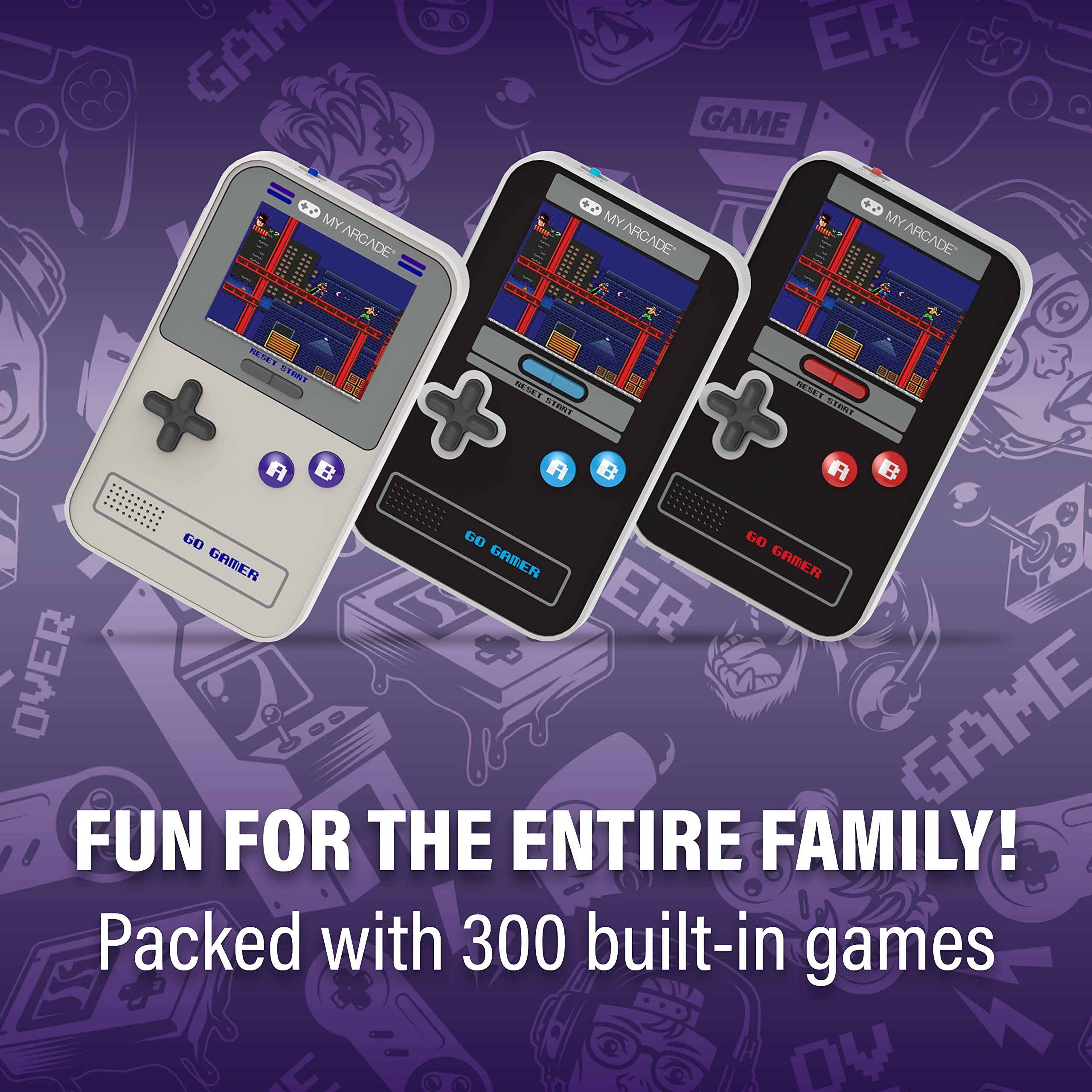 My Arcade Go Gamer Classic-Purple: Portable Electronic Game Console with 300 Games, Full Color 2.5