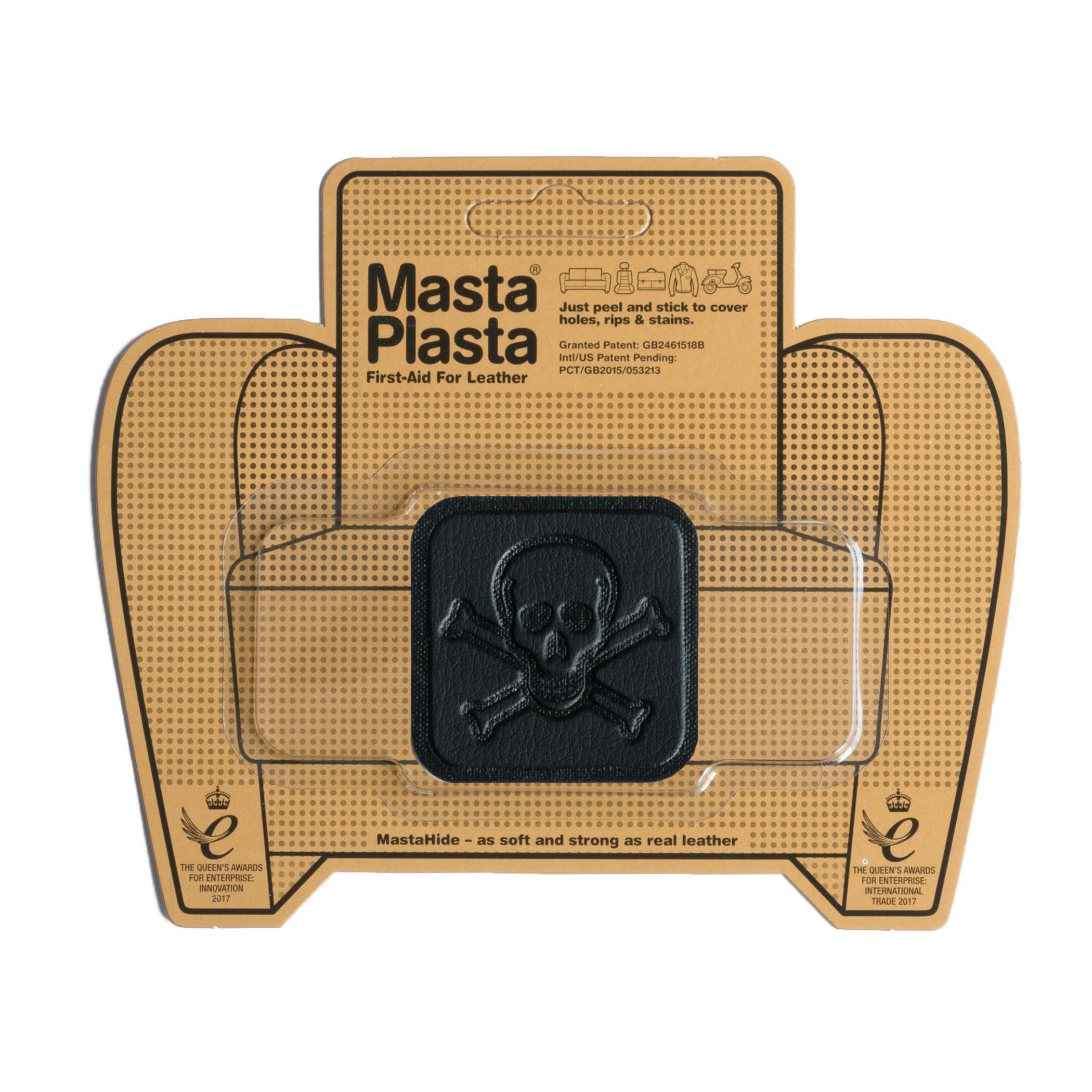MastaPlasta Premium Easy All-in-One Leather Repair Kit. Leather Patches for Sofas Self Adhesive - Black Pirate 5cm x 5cm (2in x 2in). Leather Repair Patch for Car Seats, Bags, Jackets, DIY