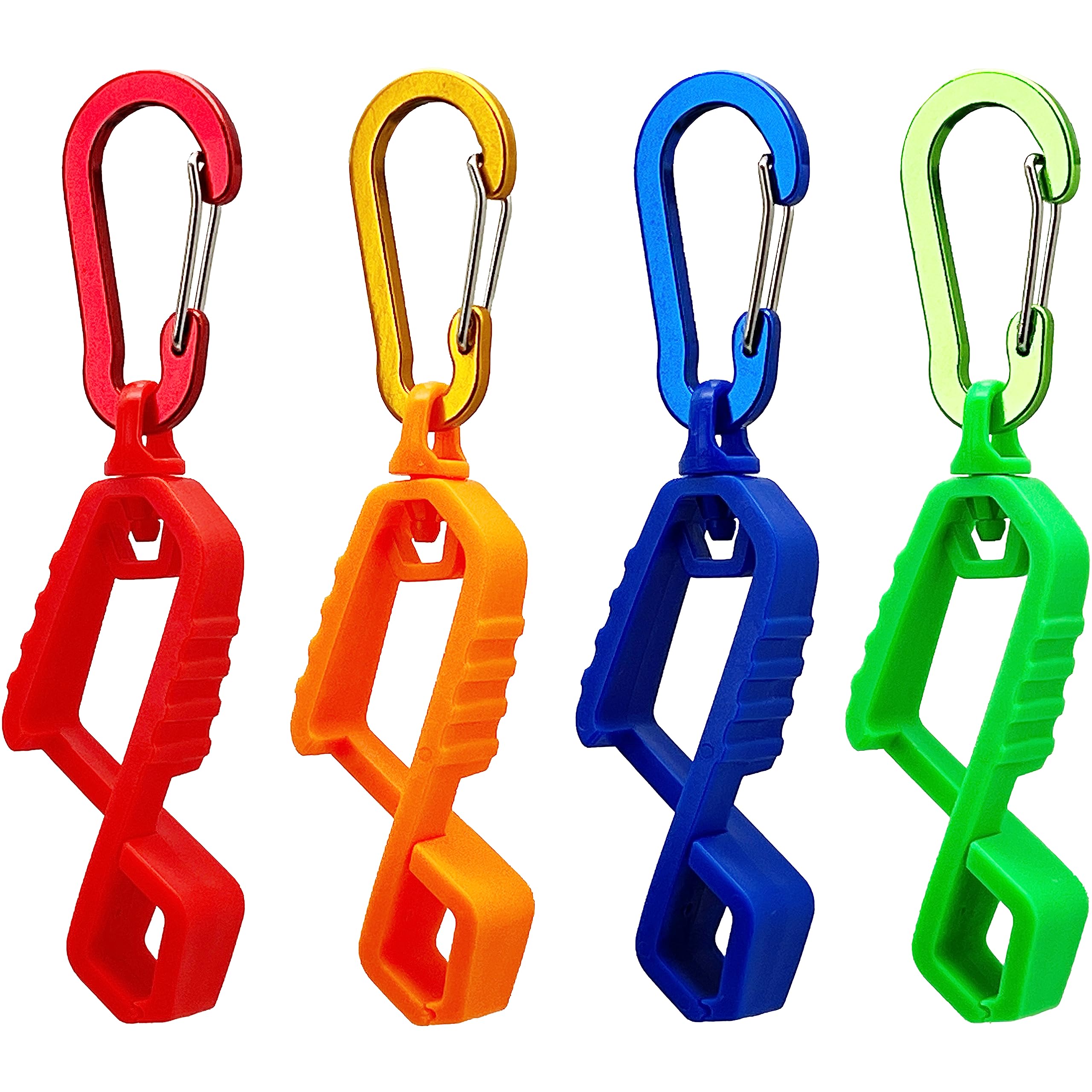BelTech Glove Clip with Metal Carabiner, Glove Holder, Glove Keeper, Glove Hanger for Safety Work/Construction Worker (4 PCS Red, Orange, Blue, Green)