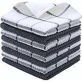 PPAXL Cotton Dish Towels for Kitchen, Terry Dish Cloths for Washing Dishes, 12 x 12 Inches, Light and Soft, Quick Drying Dish Rags for Cleaning, 8pc/Set (Grey Multi)