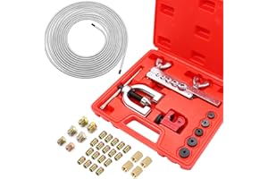 Eoppen 25 ft 3/16inch Zinc Coated Alloy Brake Line Kit(Includes 24 Fittings and 4 Unions) with Double & Single Flaring Tool Kit