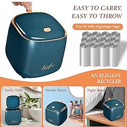 PANDENNER Mini Countertop Trash Can with 10 Rolls