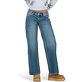 Forever 21 Womens Low Rise Baggy Wide Leg Jeans with Studs