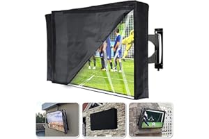 Outdoor TV Cover 55-58 Inch with Clear Scratch Resistant Front Flap + Bottom Cover, HOMEYA 600D Weatherproof & Waterproof TV 
