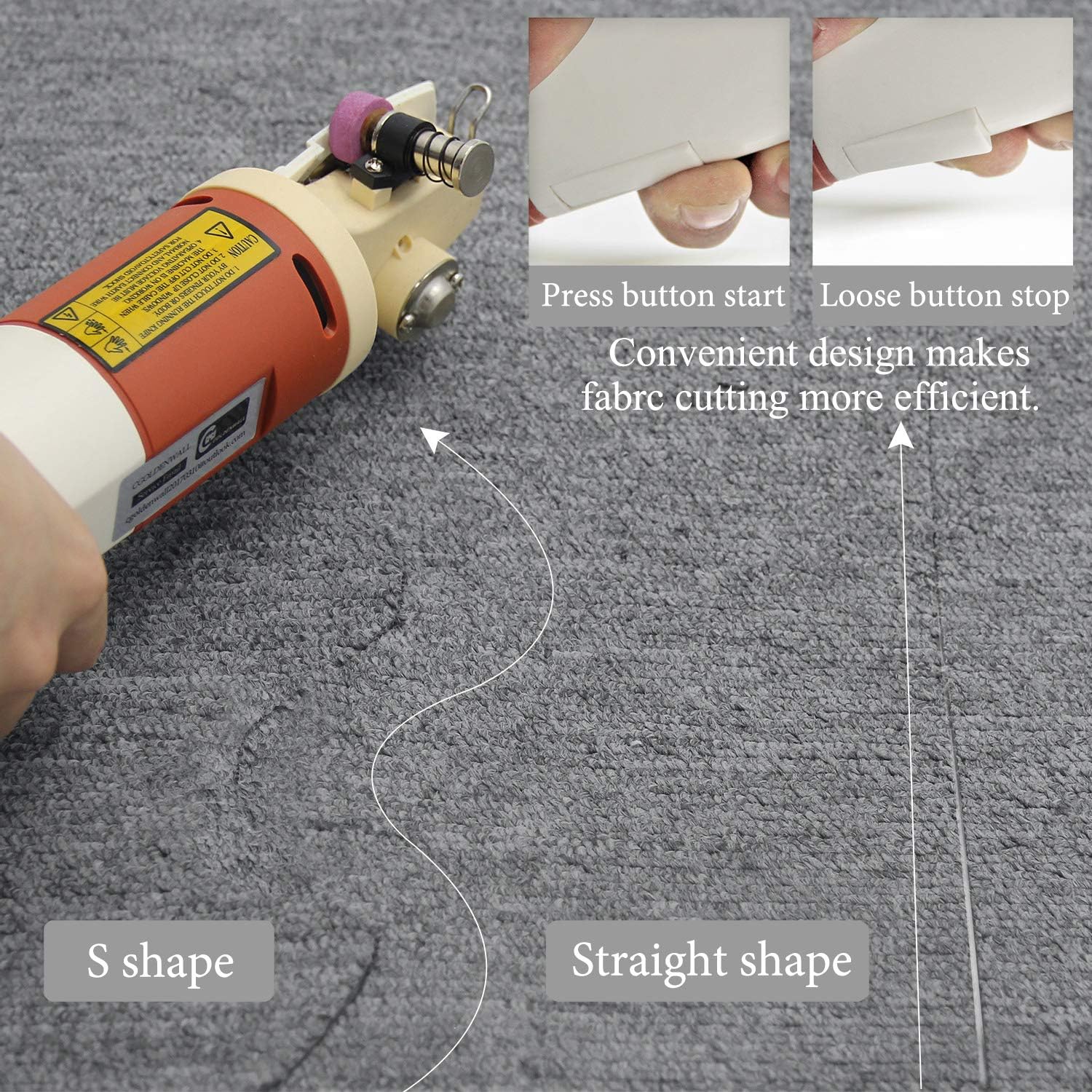 CGOLDENWALL YJ65 Electric Fabric Cutter with 22mm Max Cutting Thickness& 2400rpm Blade Rotating