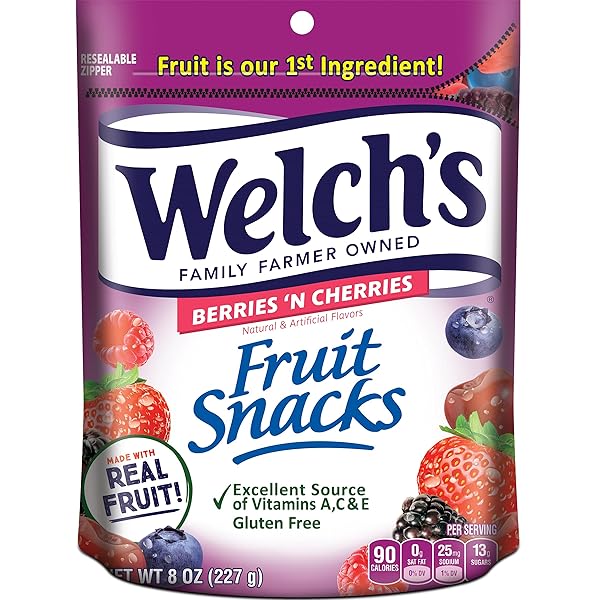WELCH’S FRUIT SNACKS, BERRIES ‘N CHERRIES SNACK PACK,...