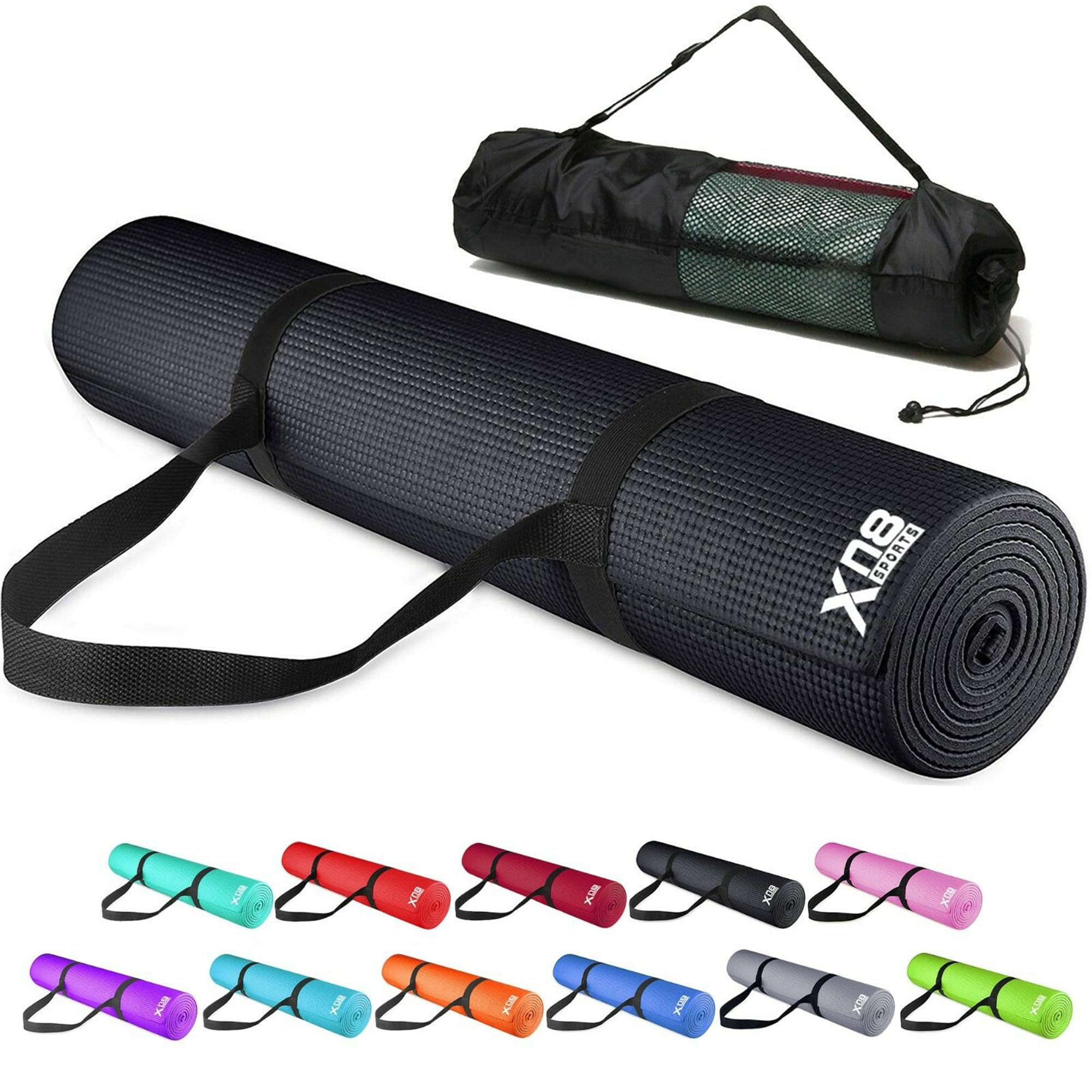 XN8 Sports PVC Yoga Mat 6mm Thick Non-Slip Exercise & Workout Mats with Carry Strap Ideal for Pilates, Gym, Stretching, Meditation – Lightweight for Home, Travel & Outdoor Fitness mat for men & Women — image 1