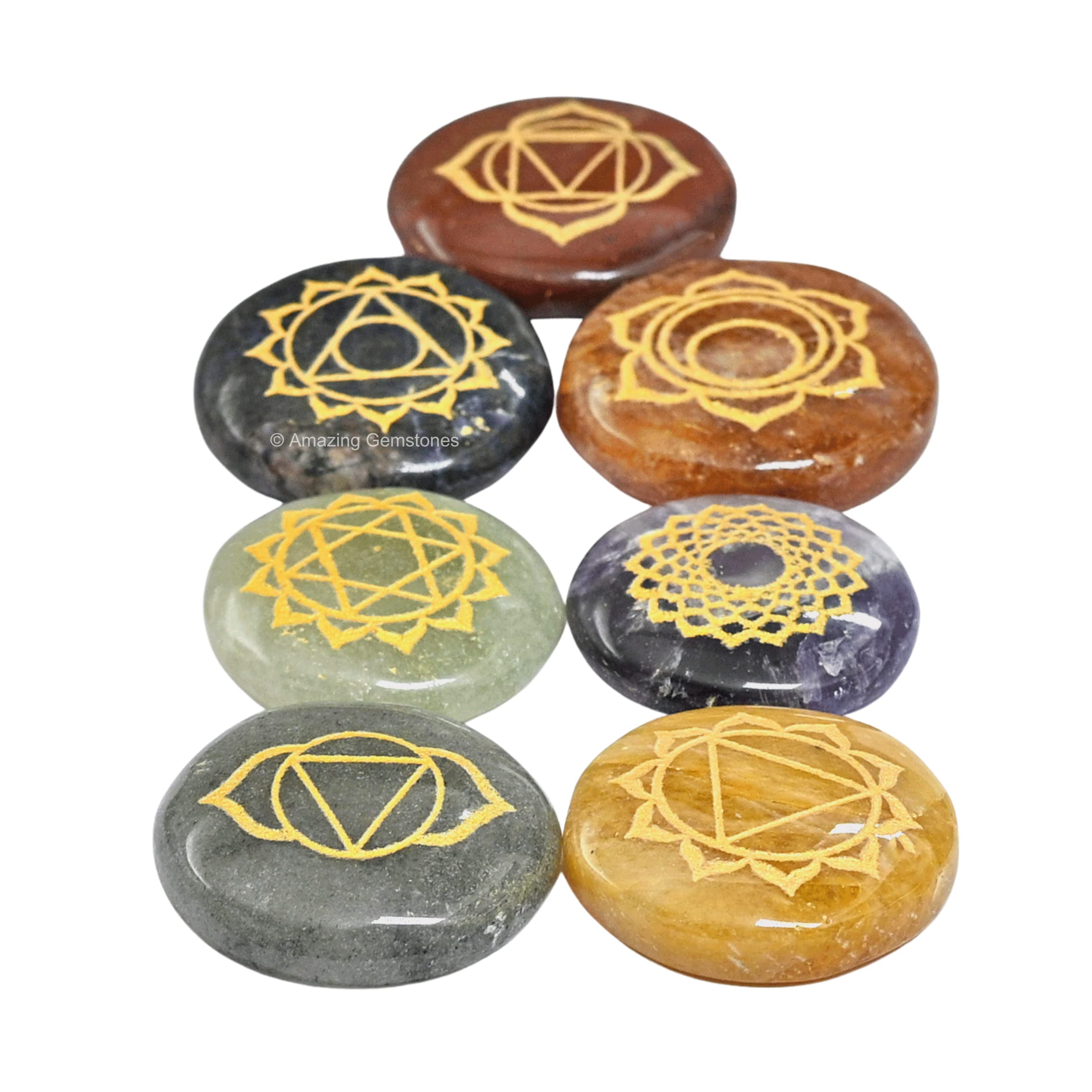 Mua 7 Chakra Set Reiki Healing Crystal with Engraved Chakra Symbols ...