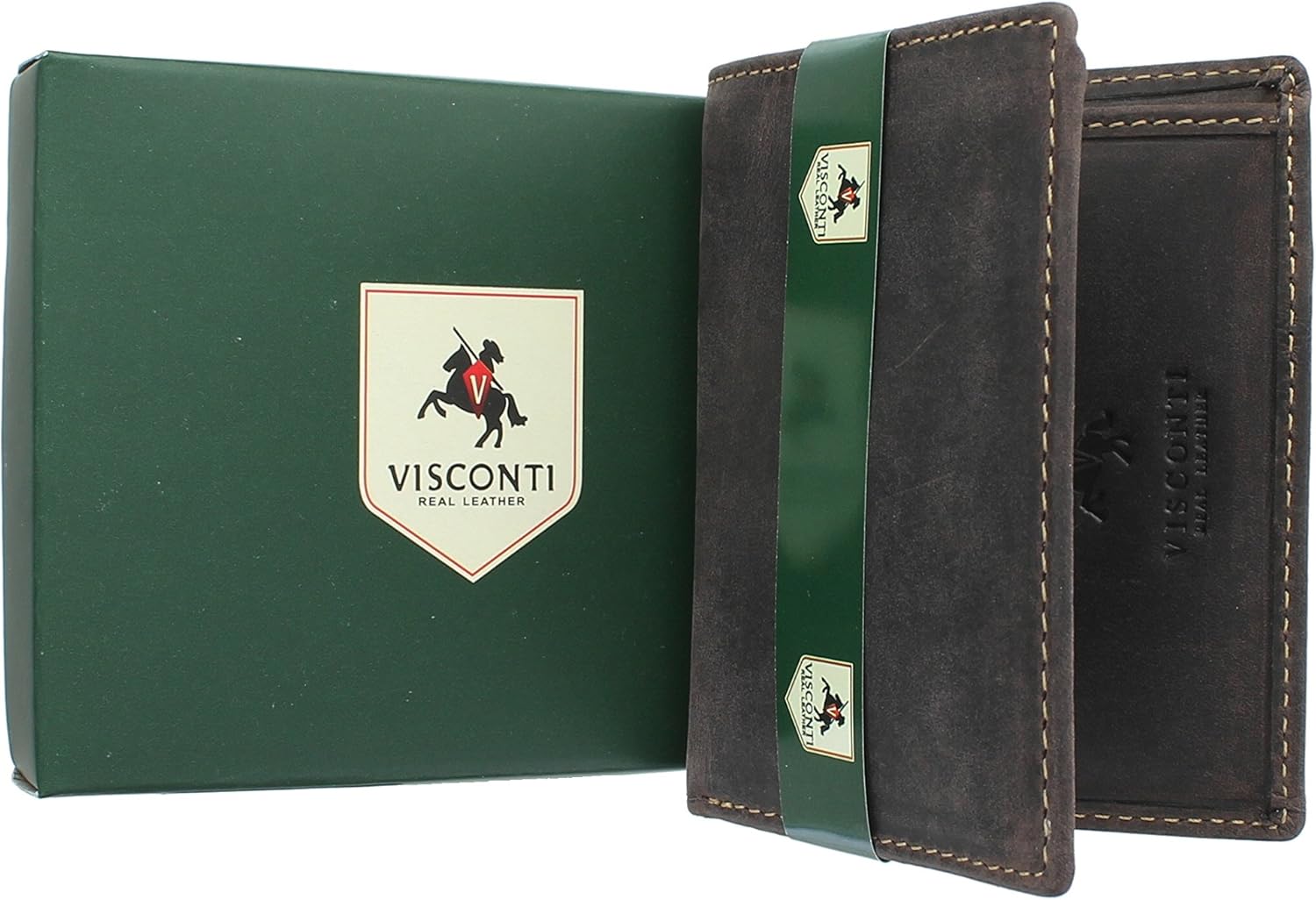 VISCONTI Hunter Compact Oiled Leather Arrow Wallet RFID Blocking 705 Oil Brown - Image 5