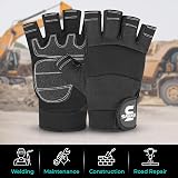 SAWANS Fingerless Working Gloves Men Performance Heavy Duty Black Large view 8