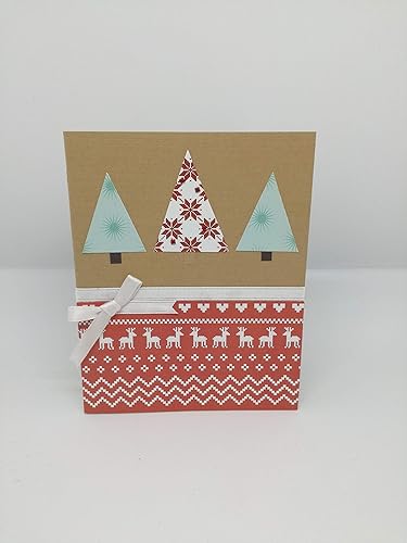 Biglietti Di Natale Handmade.Alberelli Di Natale Biglietto D Auguri Formato 12 5 X 10 Cm Biglietto D Auguri Alberi Natale Merry Christmas Rosso Amazon It Handmade