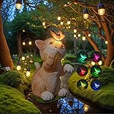 LENHINOR Solar Cat Outdoor Statues for Garden Outdoor Butterfly Light Cat Figurine,LED Lights Resin Sculpture For Art Decor Patio Lawn Yard, Yard Art Decoration, Home Decor-Gifts for Grandma Mom Women