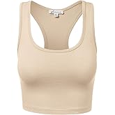 HATOPANTS Women's Sleeveless Racerback Crop Tank Top Camisole Backless Scoop Neck Shirts