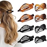 8 Pcs French Flat Hair Clips for Women Matte & Glossy Claw Clips for Thick & Thin Hair No-Slip Hair Claw Strong Hold Styling Barrettes Accessories