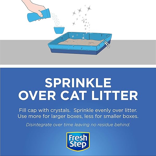 FRESH STEP CAT LITTER CRYSTALS DEODORIZER, NON TOXIC ODOR NEUTRALIZING CRYSTALS FOR LITTER BOXES THAT HELP CONTROL SMELLS AND KEEP HOME AREAS FRESH, FRESH SCENT, 15 OUNCE