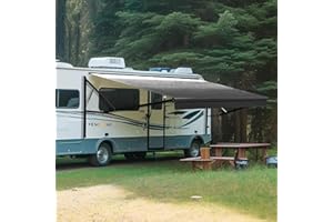 YESCAMP Motorized RV Awning Complete Kit Retractable Electric Camper Awning for RV,Trailers,5th Wheel,Toy Haulers,Motohome RV Trailer Awning for Camper or Home(20Ft,Black Frame,Black Fade)