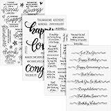 4 Sheets Words Clear Stamp Silicone Stamp Cards with Sentiments, Greeting Words Pattern for Holiday Card Making and DIY Scrap