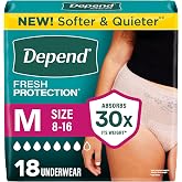 Depend Fresh Protection Adult Incontinence Underwear for Women (Formerly Depend Fit-Flex), Disposable, Maximum, Medium, Blush