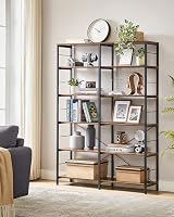 VASAGLE 6-Tier Bookshelf 30x120x170cm Industrial Rustic Brown Black Storage view 4