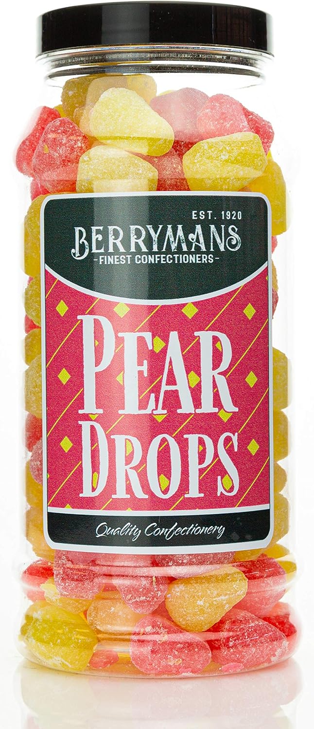 Original Pear Drops Retro Boiled Sweets Gift Jar by Berrymans Sweet