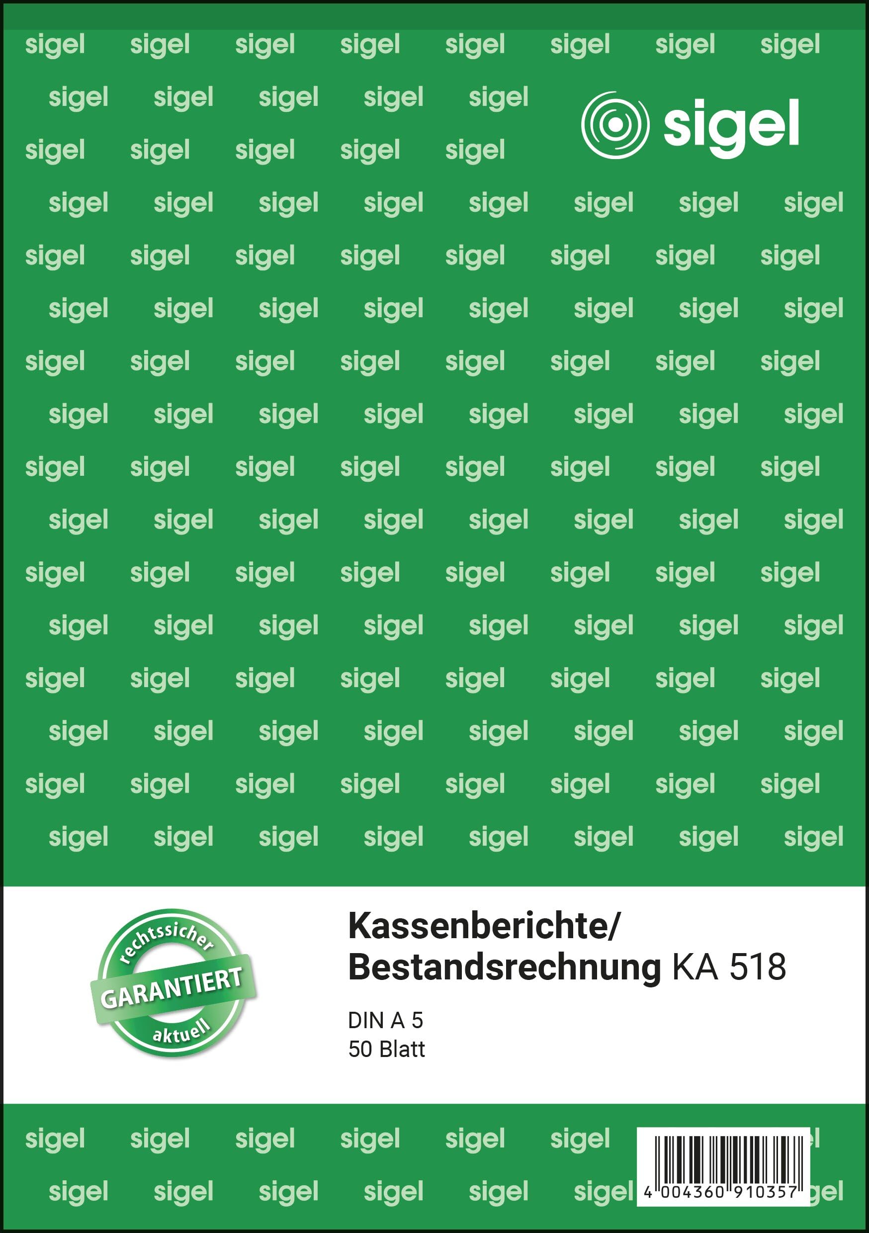 SIGEL KA518 Cash Report/Inventory Invoice A5 50 Sheets Made from Sustainable Paper