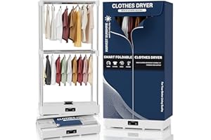 KISEELY Clothes Dryer, Portable Foldable Drying Machine with Timer, Easy Carry Laundry Drying Wardrobe with Large Capacity, Electric Dryer/Rack for Home | Appartments | RV (Blue DF1)