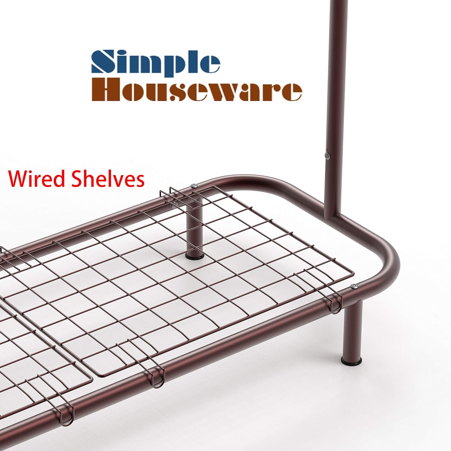 Simple Houseware Industrial Pipe Clothing Garment Rack with Bottom Shelves, Bronze: Home & Kitchen