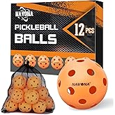 Navona 12 Pack Premium 26-Holes Orange Indoor Pickleball Balls, Meet USAPA Official Requirement, Perfectly Balanced, High Bounce True Flight, Durable Indoor Pickleball Set