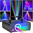Ehaho DJ Laser Party Lights, 3D Animation RGB Laser Stage Lighting, DMX512 Music Sound Activated Disco Projector Lights, Remote Control Beam Effect Scan Light for Bar Wedding Nightclub Live Show