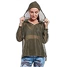 AmeSport Women's Loose Causal Pullover Hoodie High Low Hem Long Sleeve Full Mesh Hooded Sweatshirt - Green, L