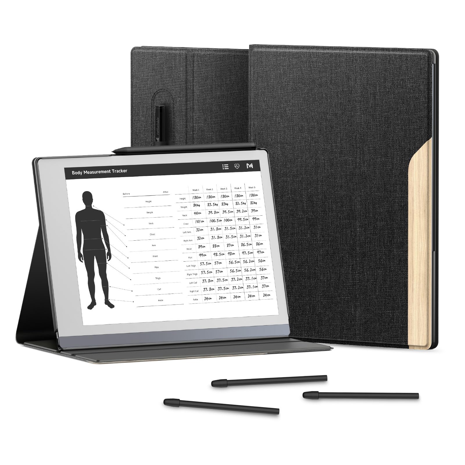 Ayotu Book Folio Case for Remarkable 2 Paper Tablet 10.3" 2020 Released, Premuin Fabric Smart Cover with Pen Pocket, Stable Folding Stand Design (Not for Remarkable 1),Black & Light Cork