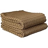 Ritz Royale Collection 100% Combed Terry Cotton, Highly Absorbent, Oversized, Kitchen Towel Set, 28" x 18", 2-Pack, Solid Mocha Brown