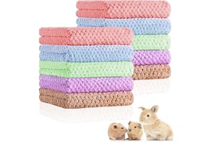 10 Pcs Guinea Pig Blankets, Ultra Soft Coral Fleece Guinea Pig Cage Liners, Washable Quick Dry Absorbent Bath Towels for Smal