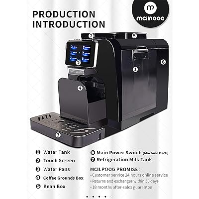 Buy Mcilpoog Super Automatic Espresso Coffee Machine With Smart Touch Screen System Design For Milk Tank Refrigeration For Brewing Americano Cappuccino Latte Espresso Drinks Online In Uzbekistan B093vvzqlj