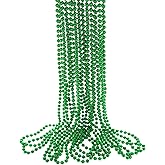 GiftExpress 12 Pack 33" St. Patrick’s Day Green Bead Necklaces - St. Paddy's Day Party Accessories Bulk – Lucky Green Bead Necklace Sport Teams and Event
