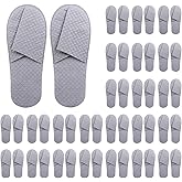 Breathable Hotel & Spa Slippers (16 Pairs) w/Cooling Grid - Non-Slip for Guests, Travel, Barefoot Friendly Homes | Sanitary Bulk Value Pack w/Pouch