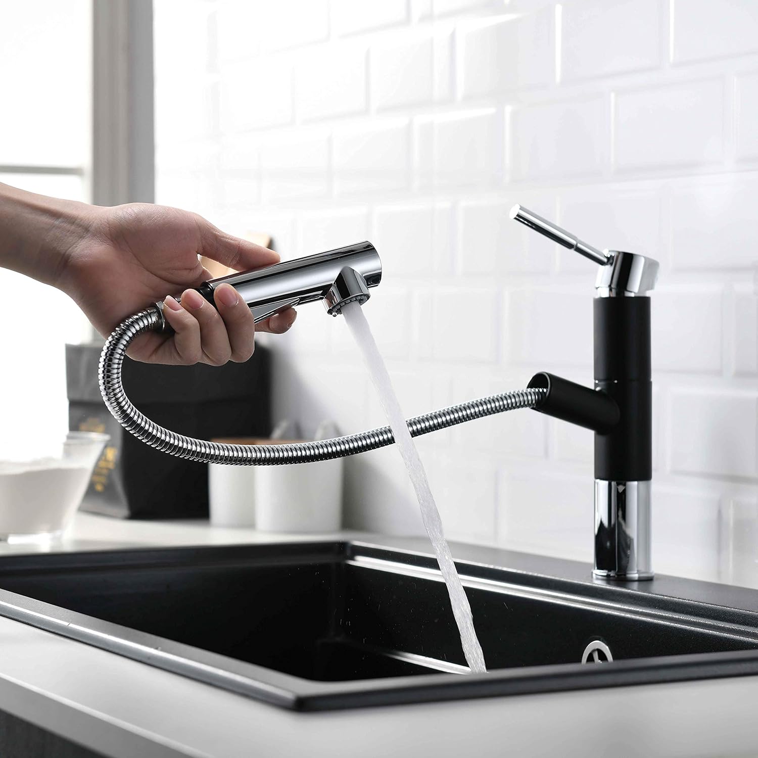 GLANZHAUS Modern Monobloc Kitchen Mixer Tap, Commercial Sink Taps for