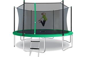 TruJump TruJump 12ft Trampoline with UV Resistant Safety Enclosure, ASTM Approved, Safe Padded Frame, Anti Rust Metal Frame, Heavy Duty, Outdoor Fun