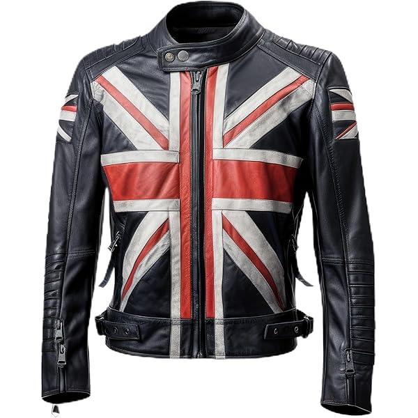 The Next Men Union Jack Leather Jacket Casual Motorcycle
