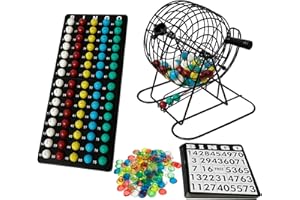 Bingo Game Set for Adults, Classic Board Game with Bingo Cage, 75 Colored Balls,Master Board,18 Cards,150 Chips for Family an