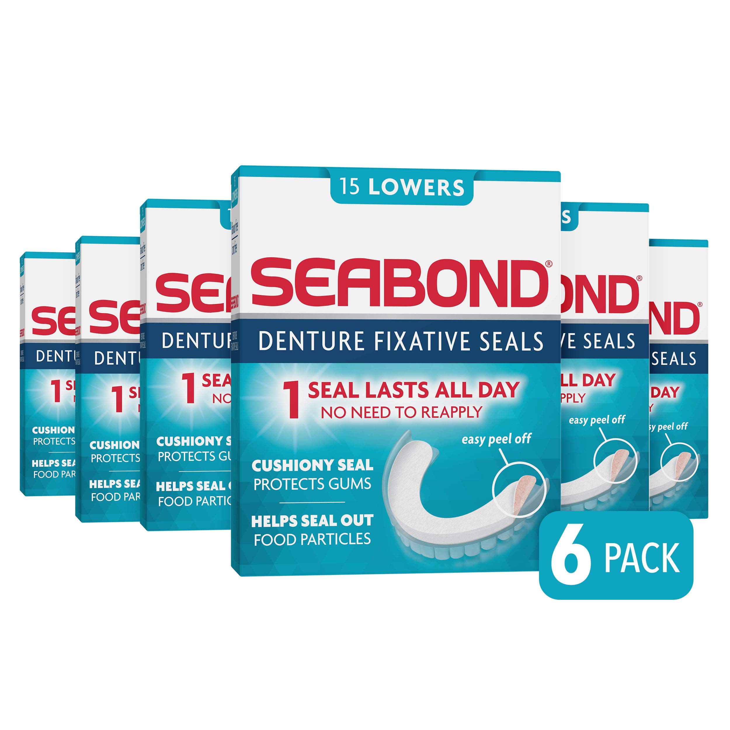 Seabond Denture Fixative Seals - Original - 15 Lowers - Pack of 6