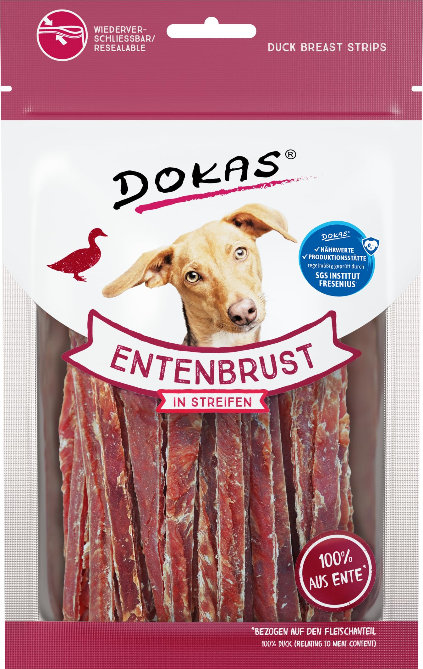 DOKAS Grain Free Premium Snack in Stripes for Dogs - Made from Duck Breast Fillet